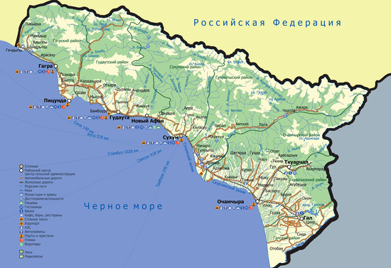 Карта республики Абхазия 